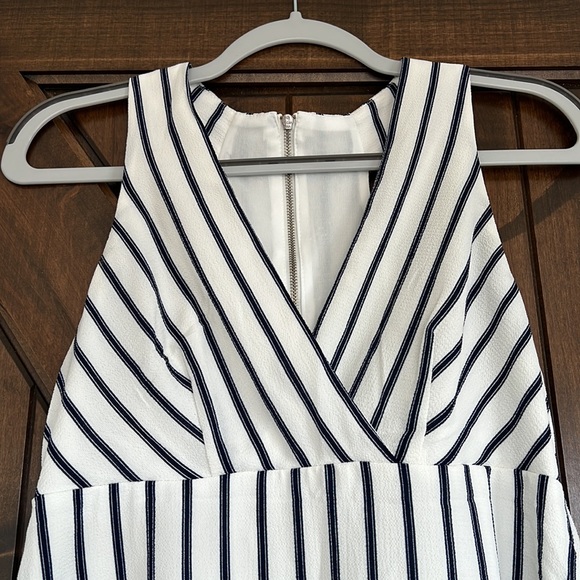 Teeze Me White with Navy Stripe Mini Dress - Picture 3 of 5